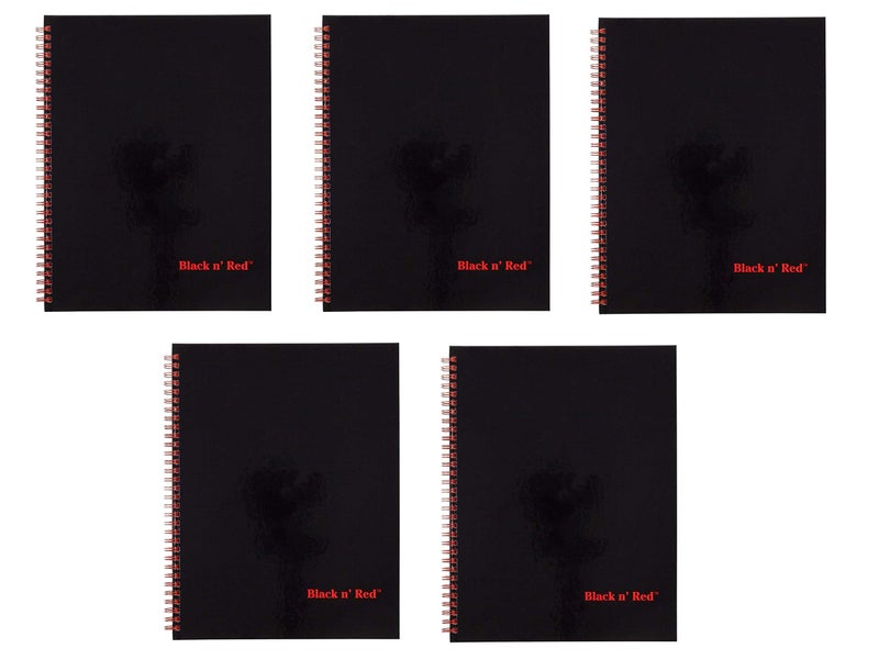 Black n' Red Twin Wire Hardcover Notebook, 11" x 8-1/2", Black/Red, 70 Ruled Sheets, Sold as 5 Pack (K67030) - Image 1